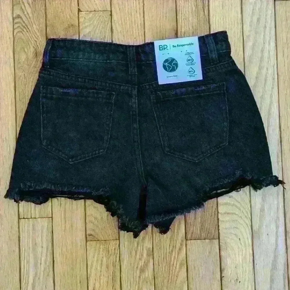 BP | Black Ripped Hem Distressed Mid Rise  Jean Shorts US 24 - Picture 2 of 2